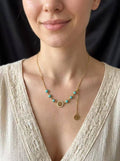 Collier Arbre de Vie Doré – Pierres Turquoises et Pendentifs
