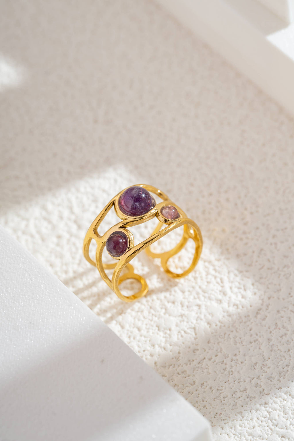 Oria – Bague Trio de Pierres Naturelles