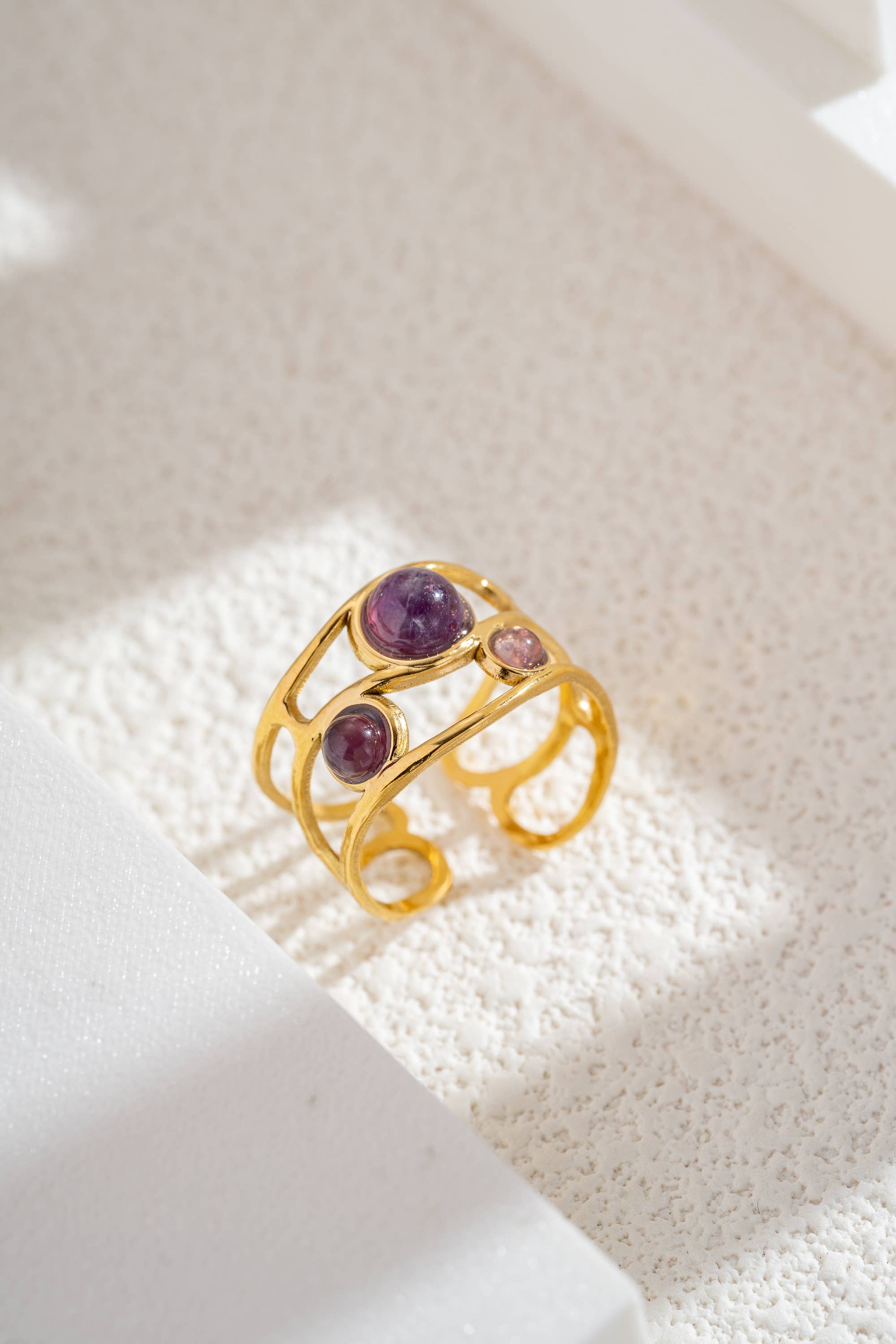 Oria – Bague Trio de Pierres Naturelles