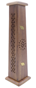 Tour porte-encens en bois – Éléphants