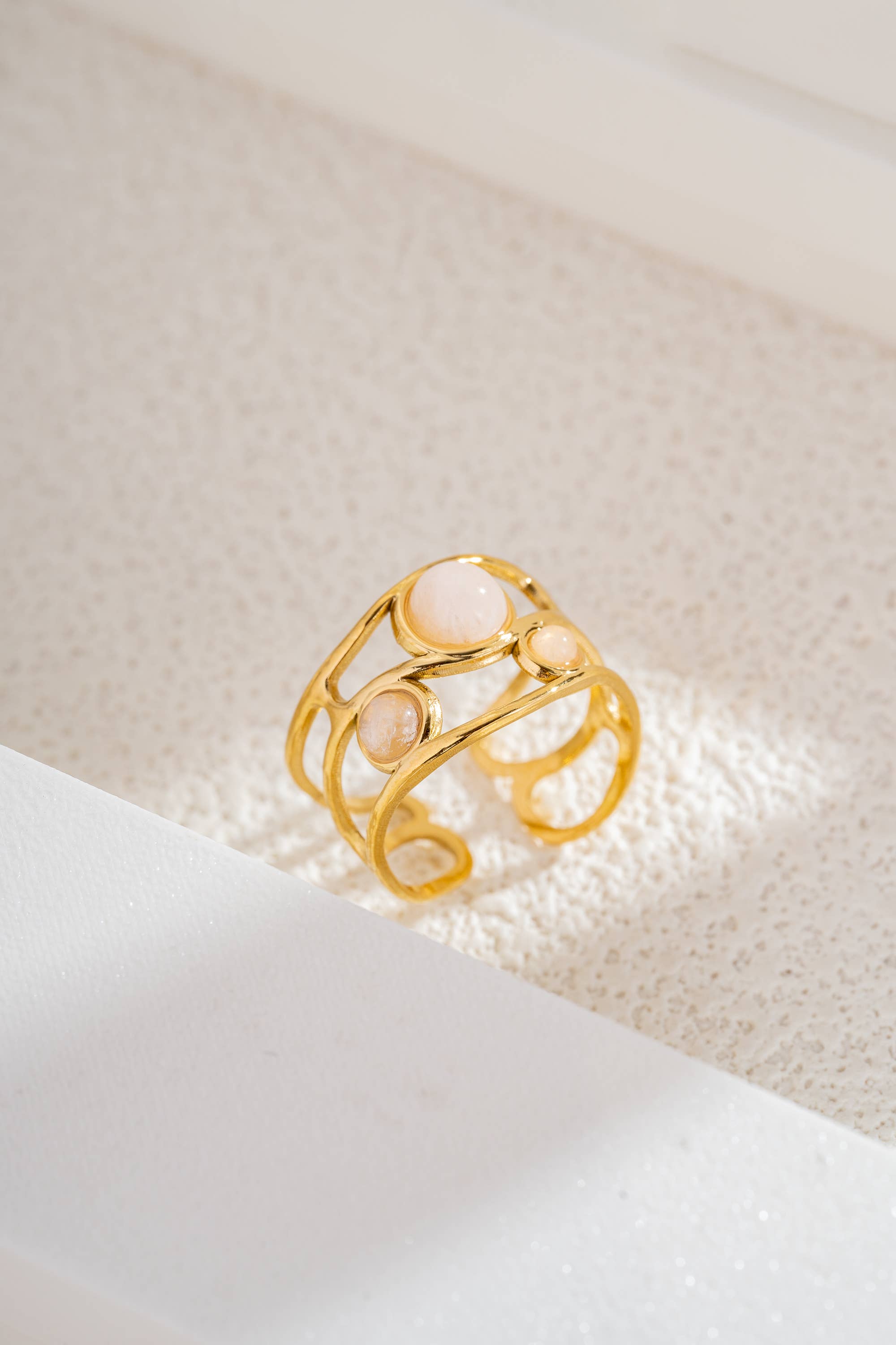 Oria – Bague Trio de Pierres Naturelles