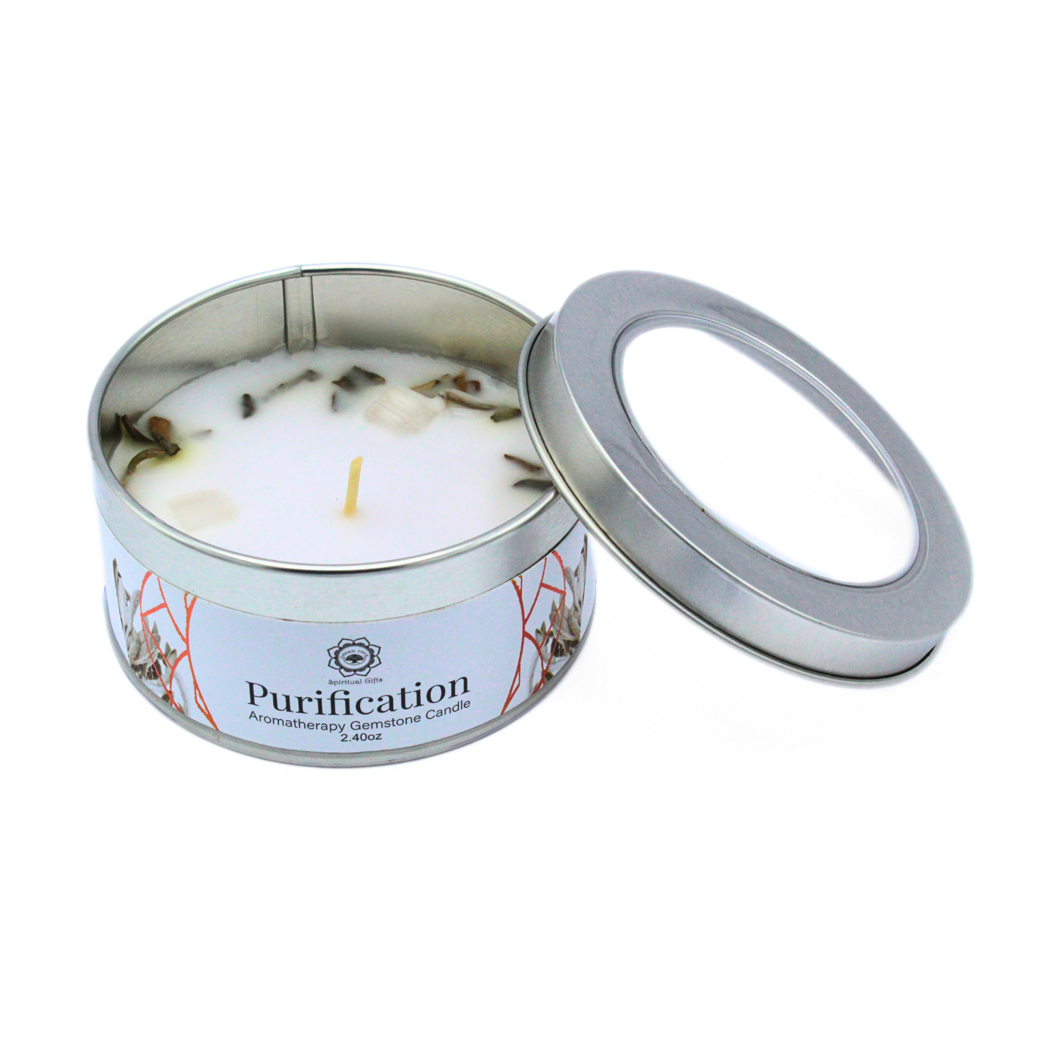 Bougie parfumée à la sauge blanche Green Tree 70 g - Purification avec pierres précieuses