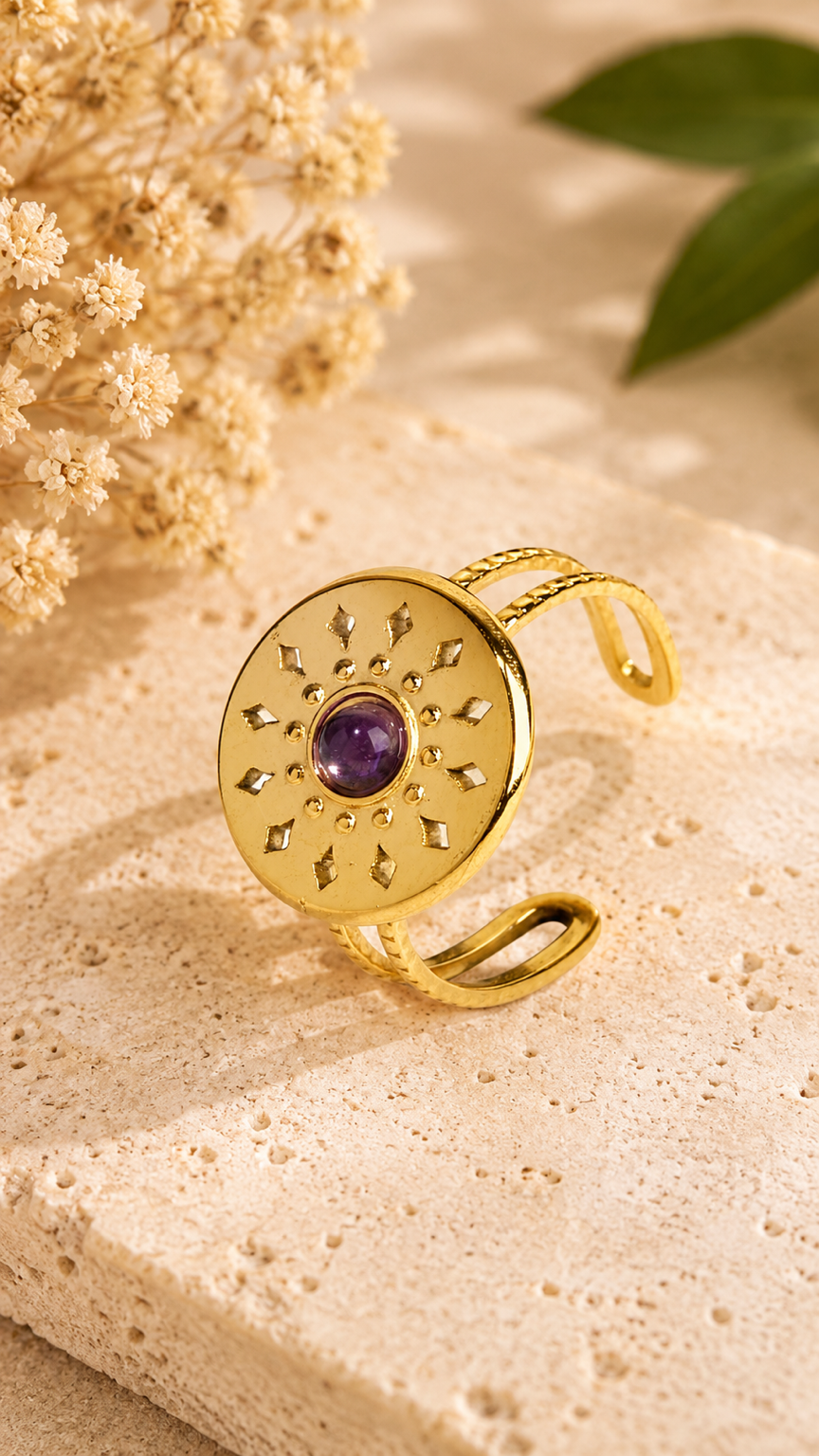 Soléna – Bague Améthyste Soleil