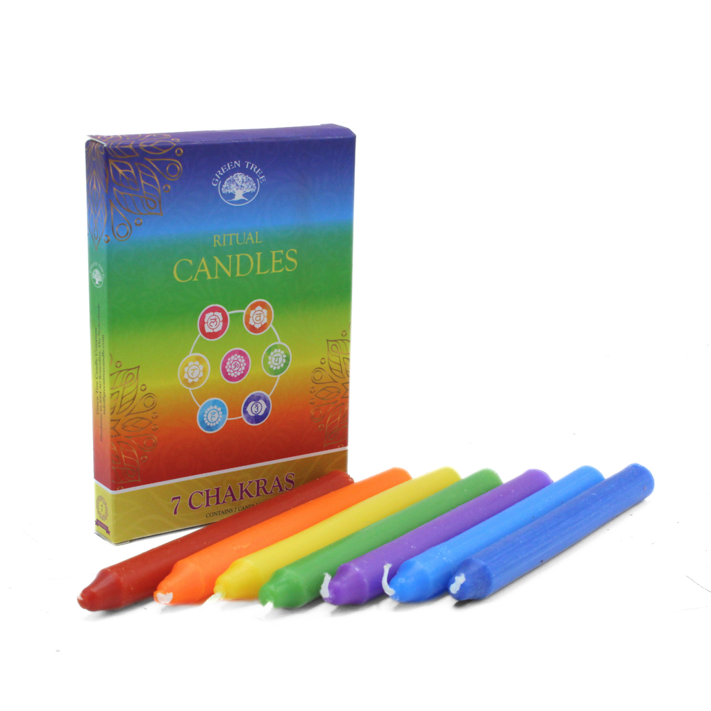Bougies rituelles Green Tree sept chakras - 7 bougies/paquet