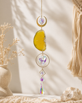 Attrape Soleil Agate Jaune Lune-Coeur Cristal 41cm