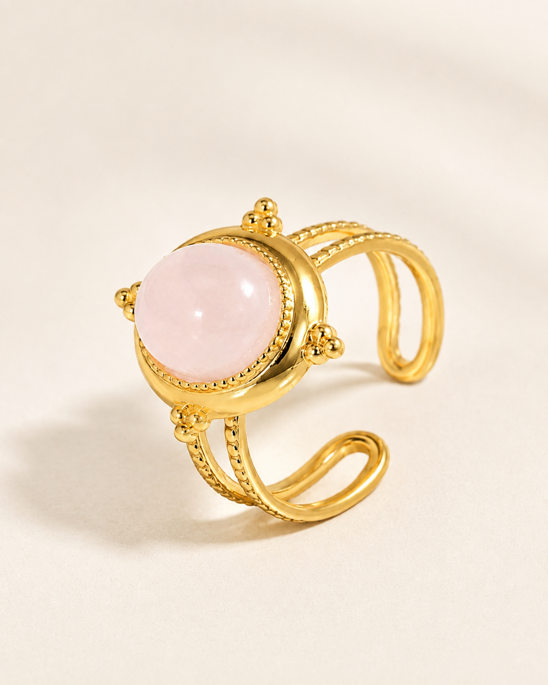 Roséa – Bague Quartz Rose Bohème