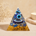 Pyramide Orgonite Œil Protecteur – Bleu & Doré