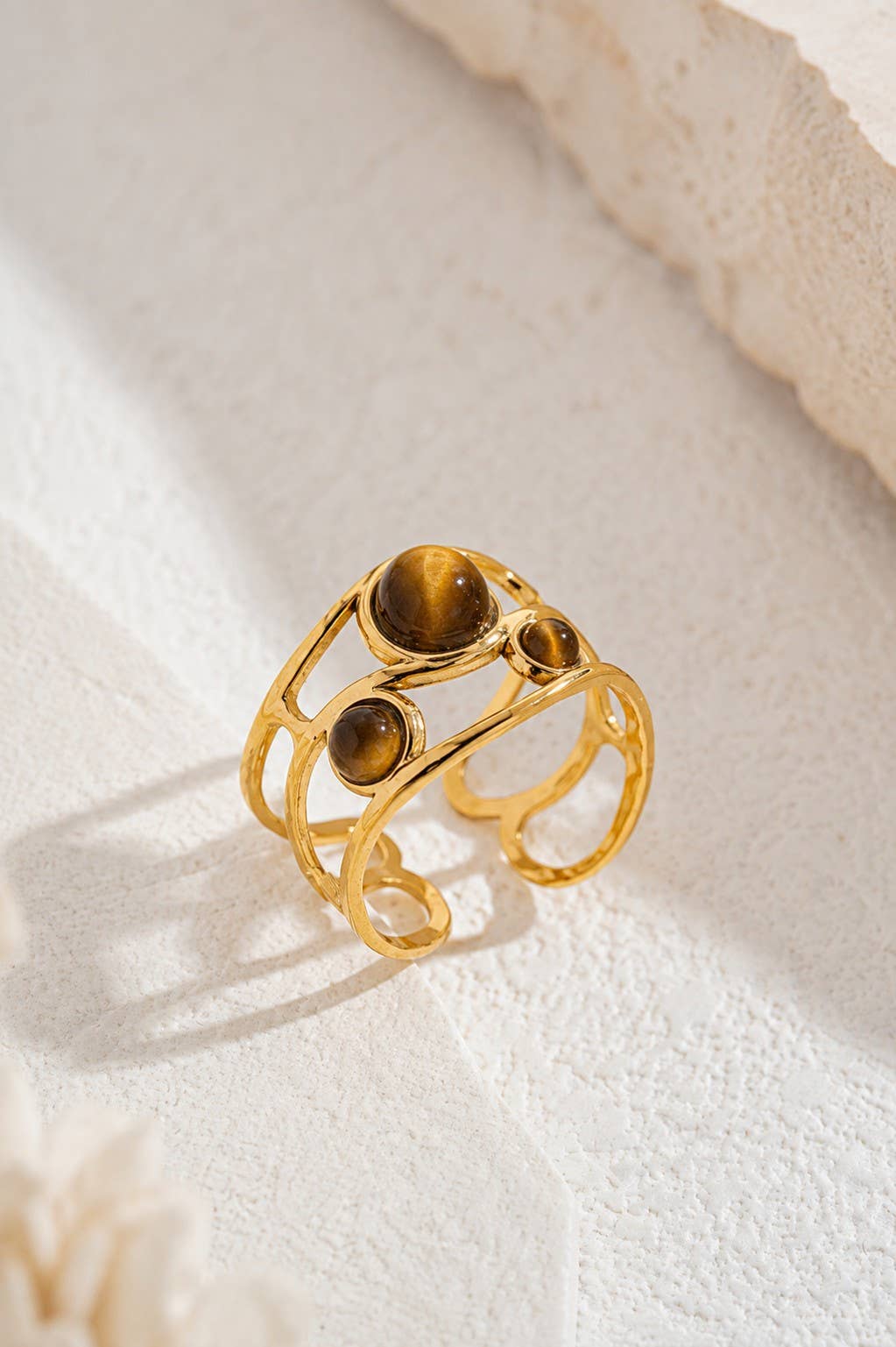 Oria – Bague Trio de Pierres Naturelles