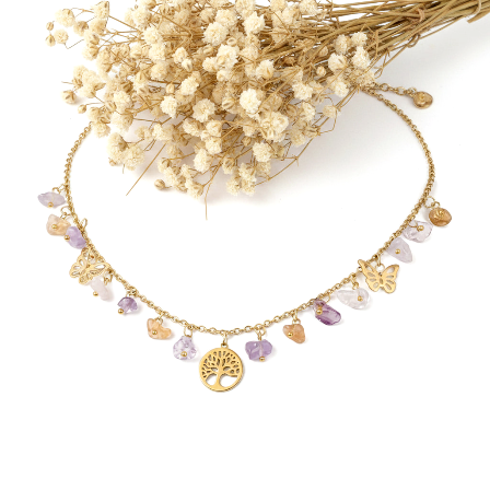 Collier améthyste et citrine
