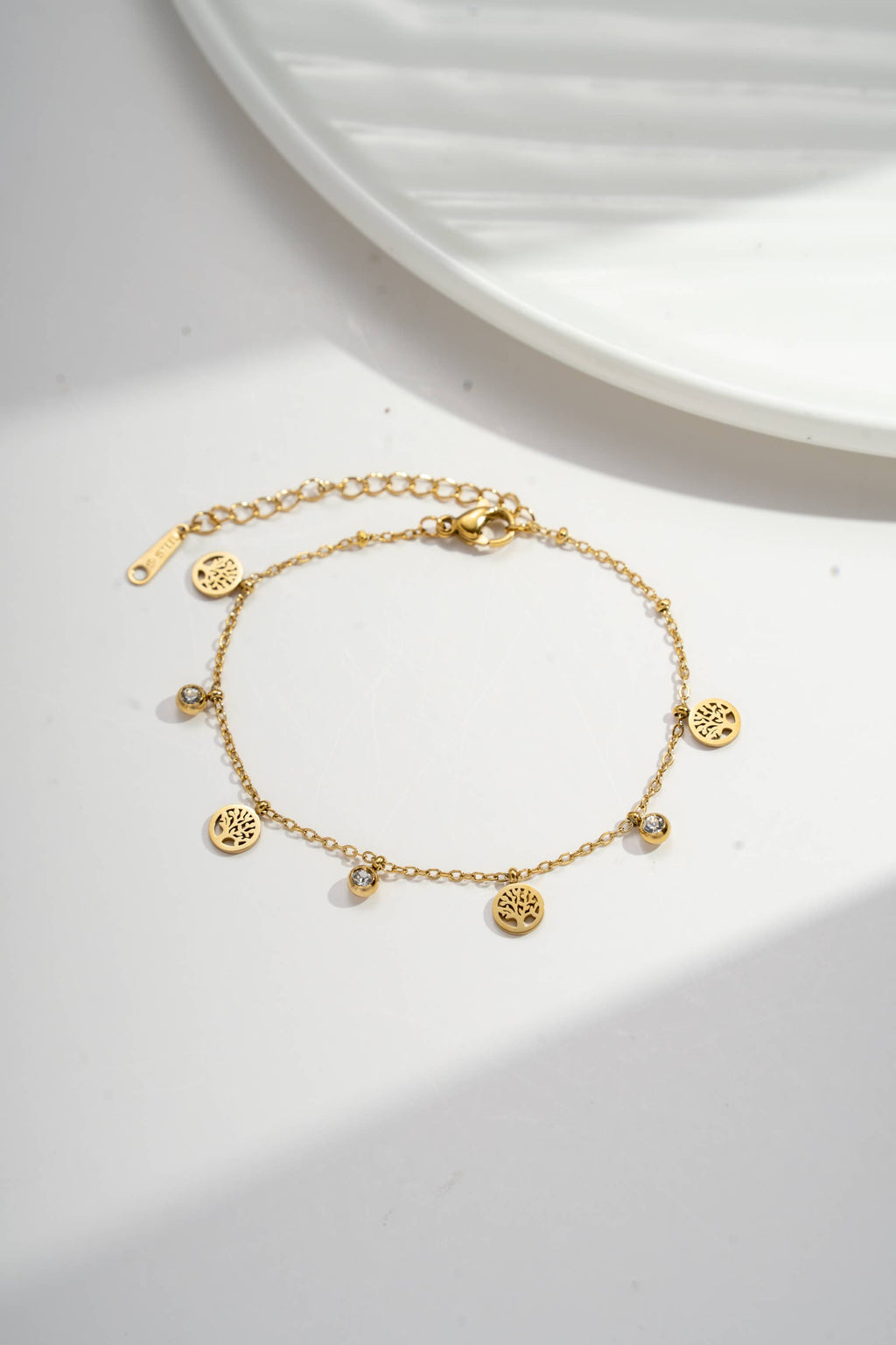 Parure collier et bracelet breloque arbre de vie en acier
