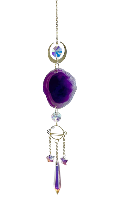 Attrape Soleil Agate Mauve et Cristal 41cm