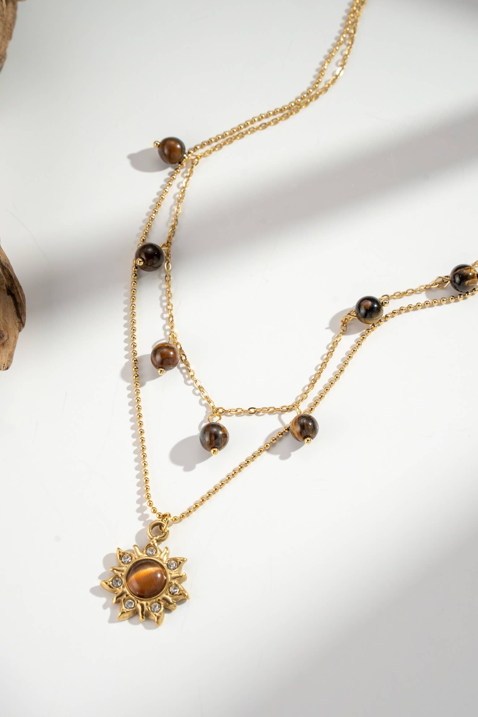 Nahia – Collier Solaire Double Rang & Œil de Tigre